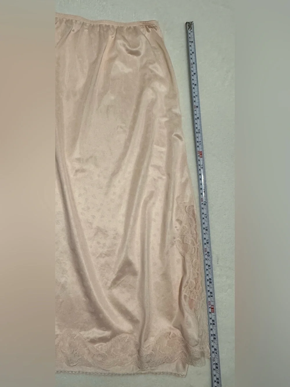 Vintage Ashley Taylor Pink Lace Trim Slip Skirt with Lace Side Slit Size S